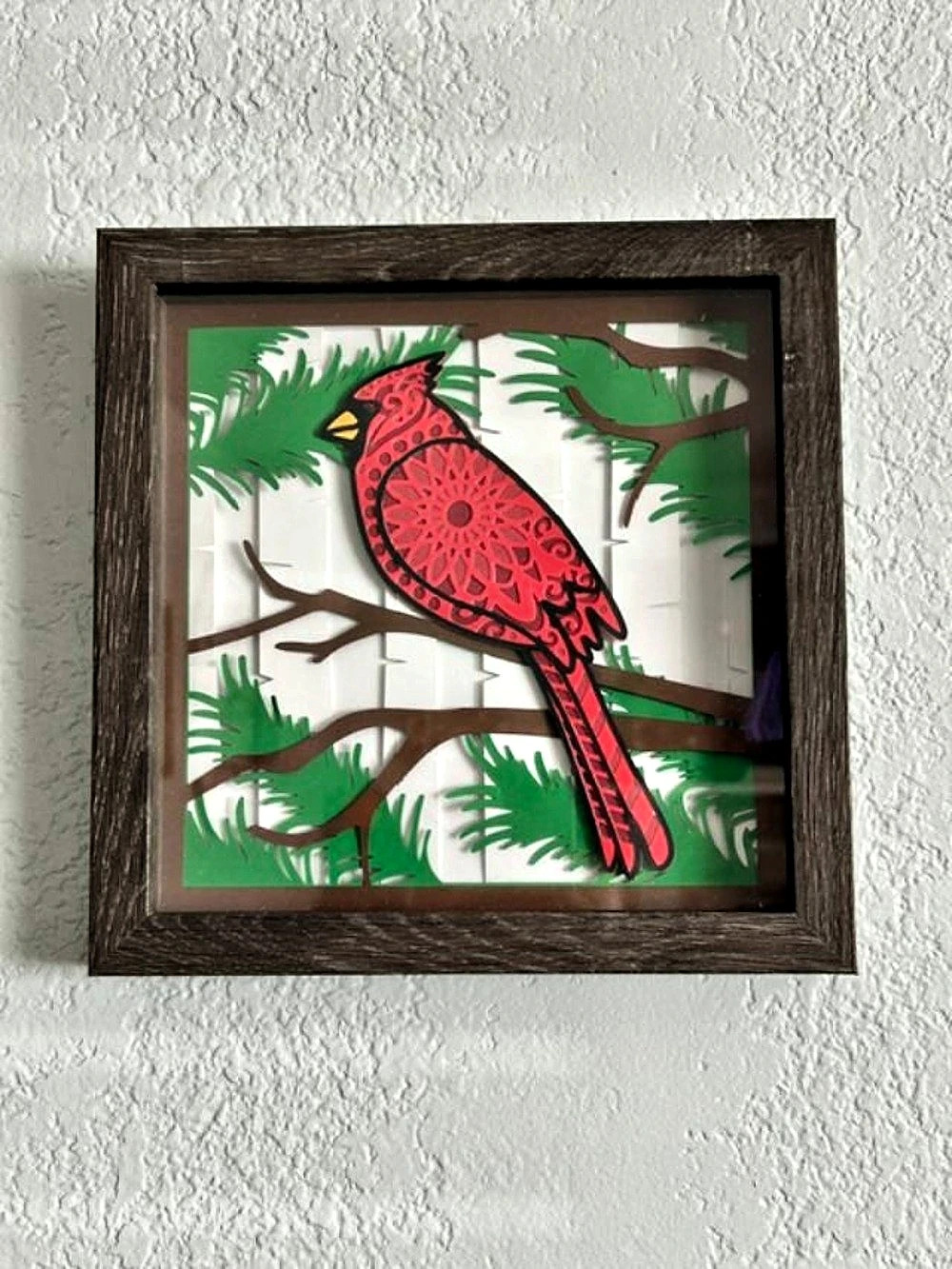 Framed Red Bird Wall Art
